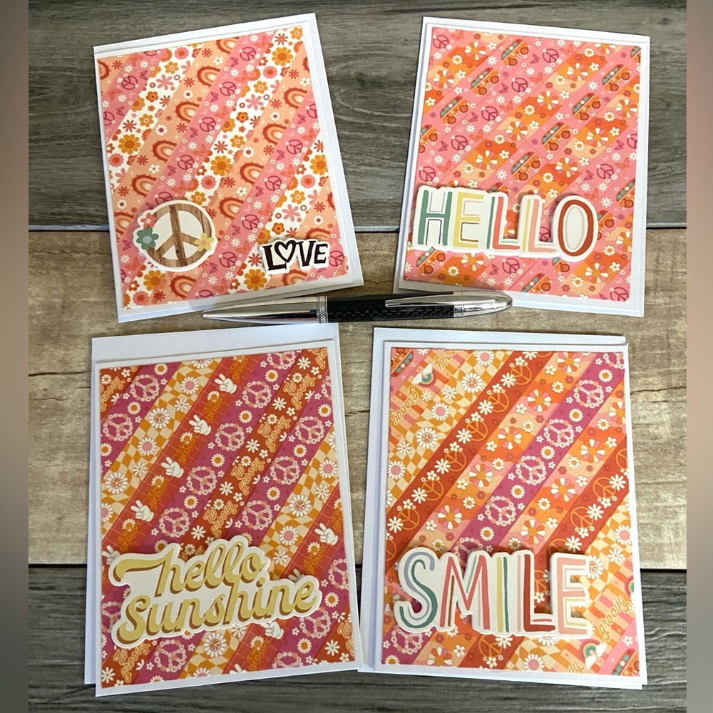 Handmade Boho Vibes Note Cards Set of 4 New In Package
